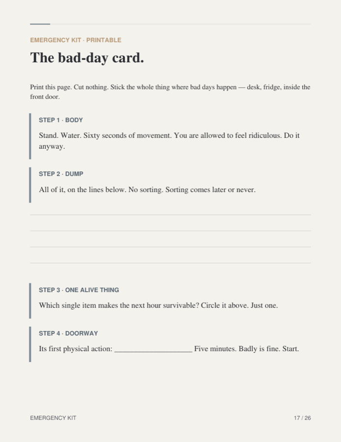 The bad-day overwhelm first-aid card